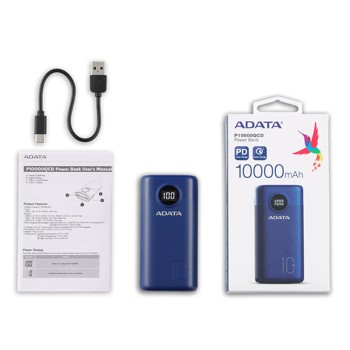 Power Bank Digital Quick Charge Adata 10000mah Carga Rapida