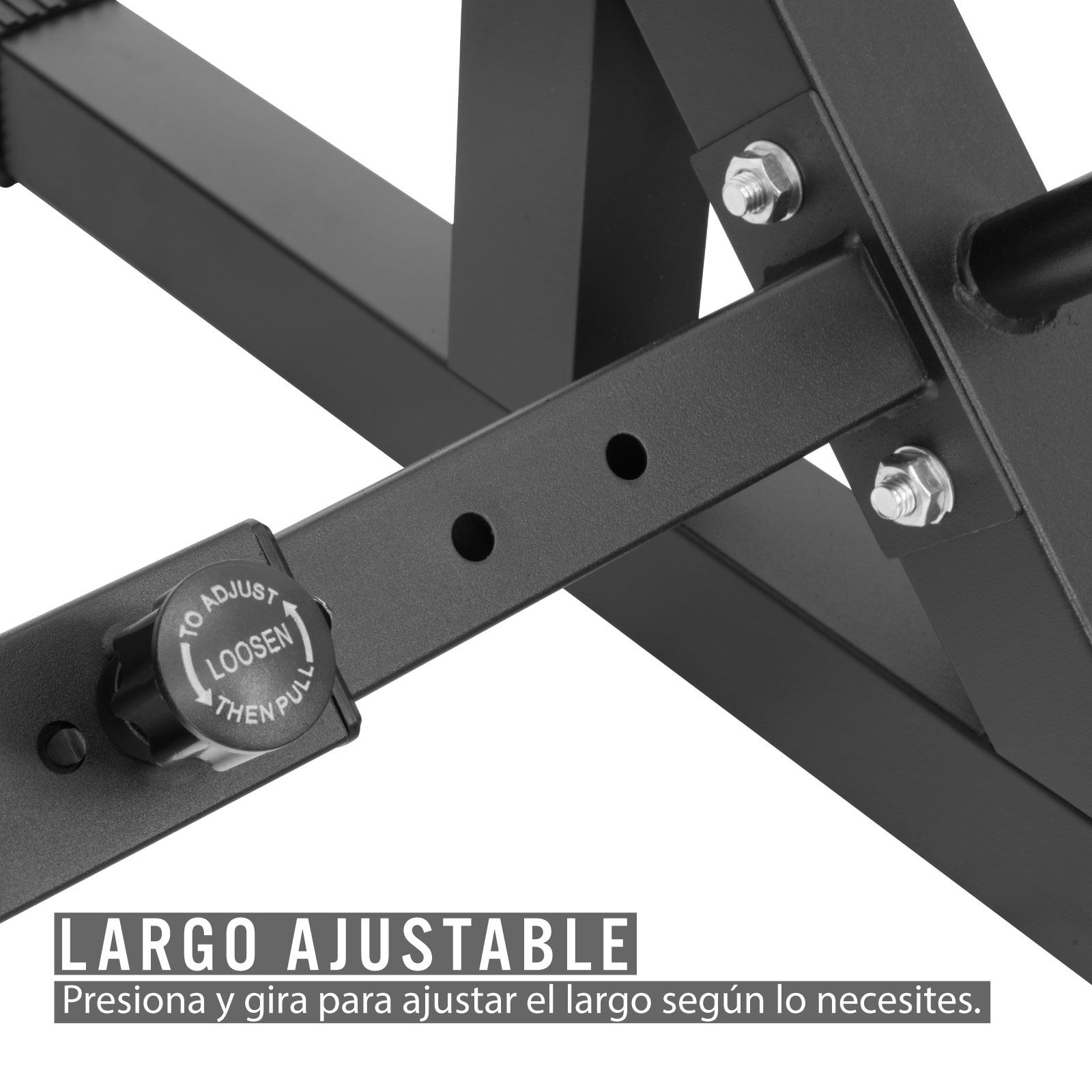Squat Rack Ajustable Soporte para Barras de 1 Pieza - Negro con Rojo