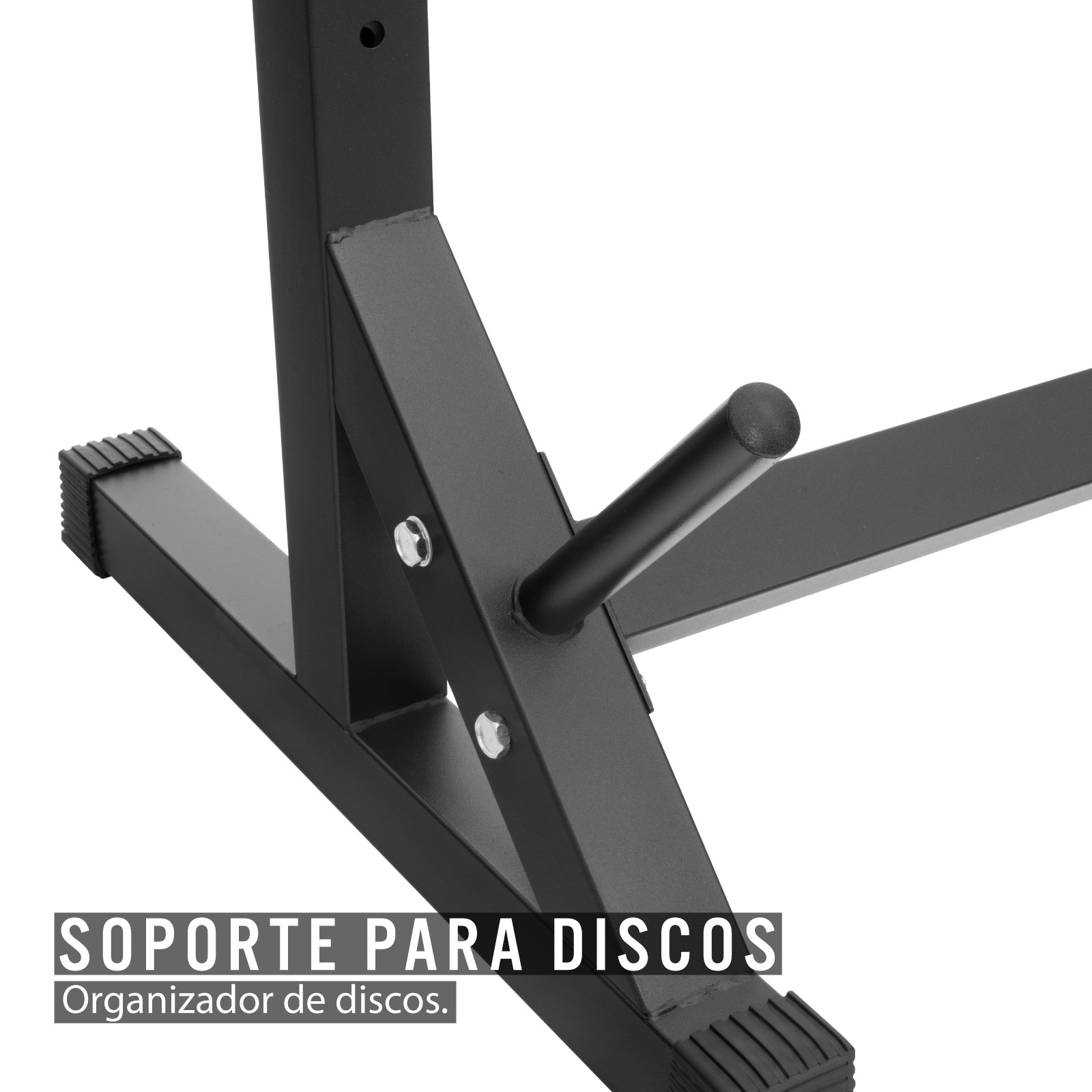 Squat Rack Ajustable Soporte para Barras de 1 Pieza - Negro con Rojo