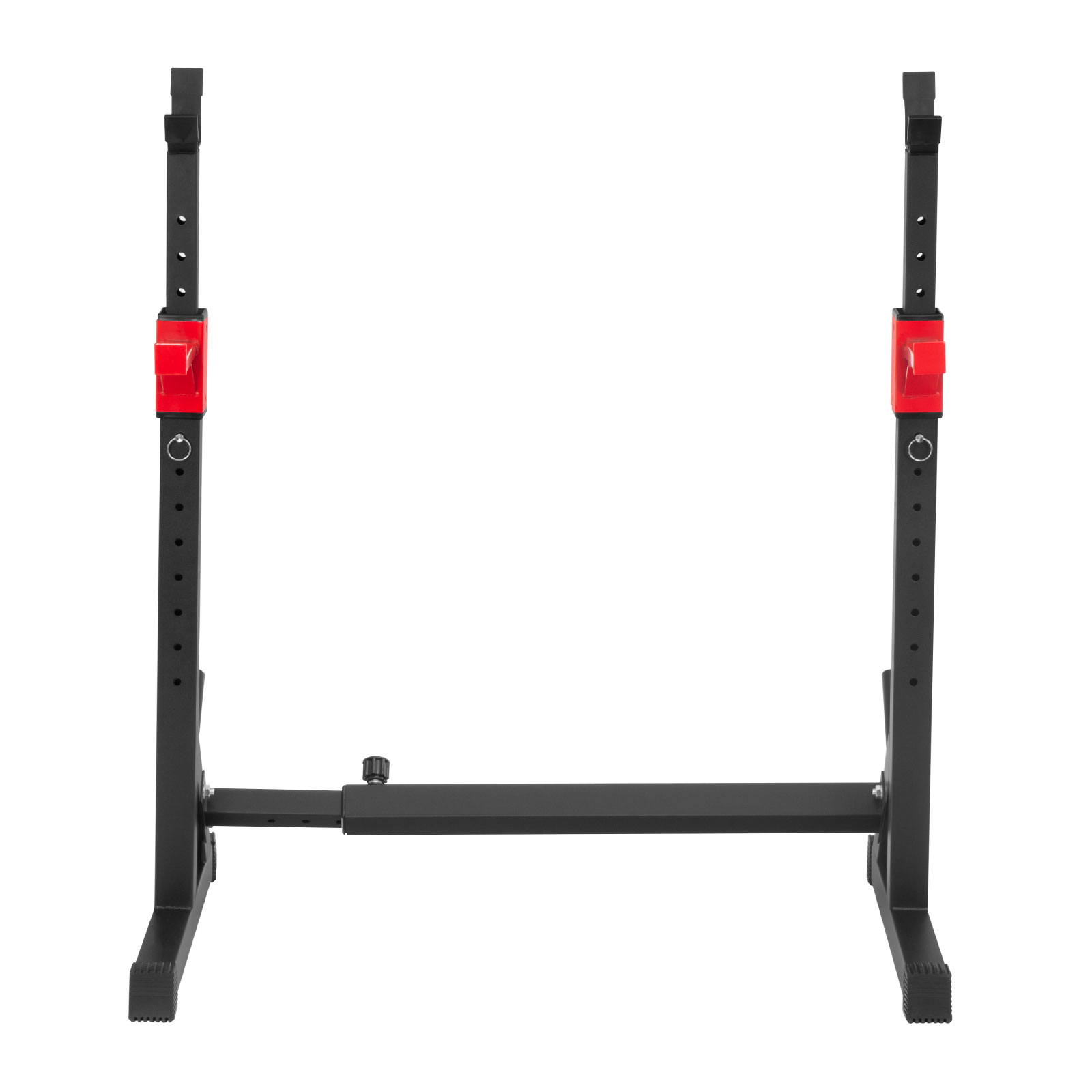 Squat Rack Ajustable Soporte para Barras de 1 Pieza - Negro con Rojo