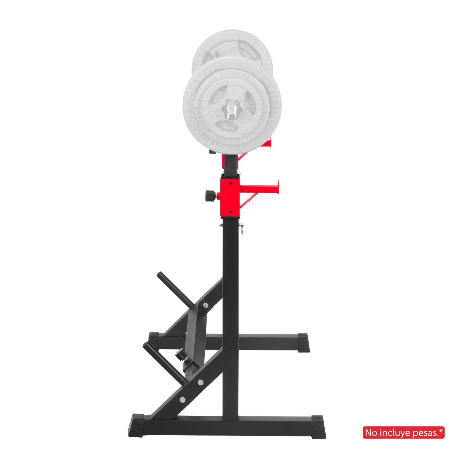 Squat Rack Ajustable Soporte para Barras de 1 Pieza - Negro con Rojo