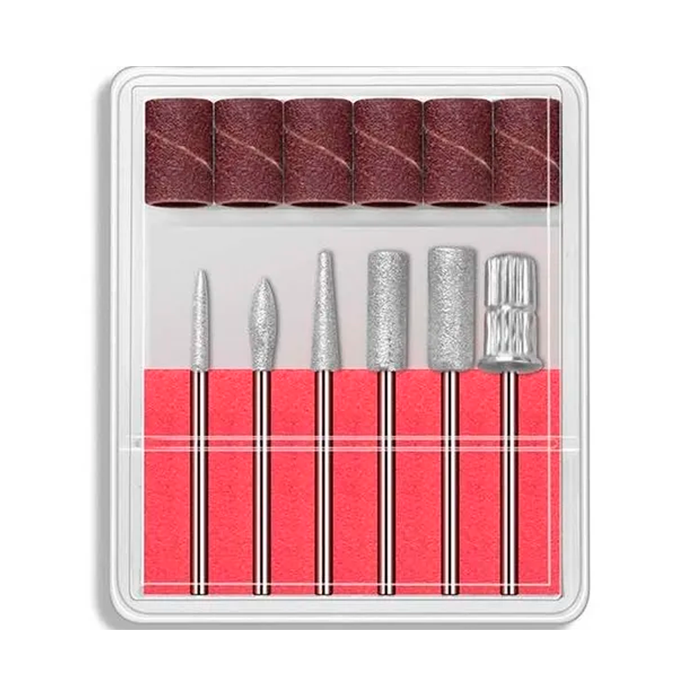 Esmeril Drill Torno Pulidor De Uñas Juego De Puntas CAJA DE REPUESTO 1 Caja con 6 Puntas Y 6 Barriles Para Drill Pulidor Esmeril Uñas Manicura Y Pedicura