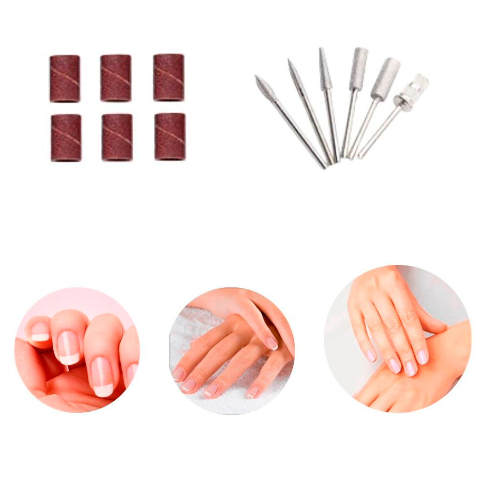 Esmeril Drill Torno Pulidor De Uñas Juego De Puntas CAJA DE REPUESTO 1 Caja con 6 Puntas Y 6 Barriles Para Drill Pulidor Esmeril Uñas Manicura Y Pedicura