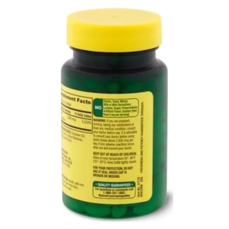 Biotina Plus Keratina 10,000mcg Pelo Piel Uñas 60 Caps Extra Spring Valley