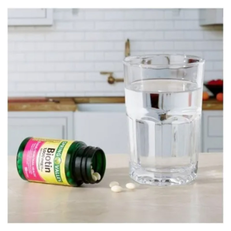 Biotina Plus Keratina 10,000mcg Pelo Piel Uñas 60 Caps Extra Spring Valley