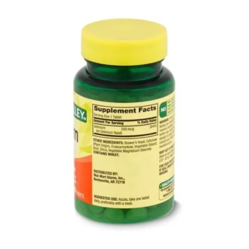 Selenio 200 Mcg Spring Valley 100 tabletas Anticancerigeno Antioxidante