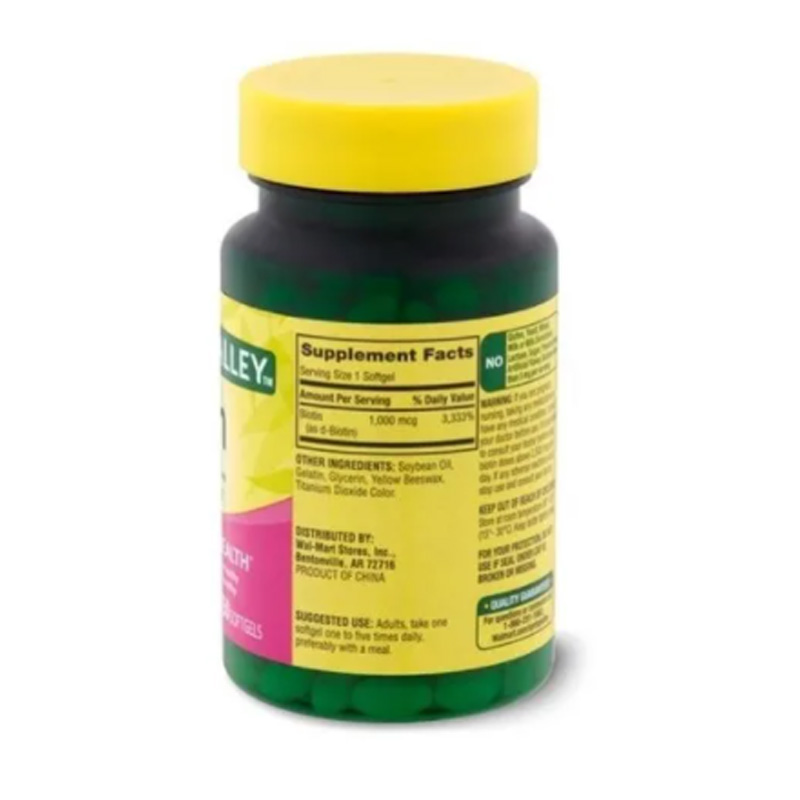 Biotin 1000 Mcg Ayuda Pelo Piel Uñas 150 Caps Saludables Spring Valley