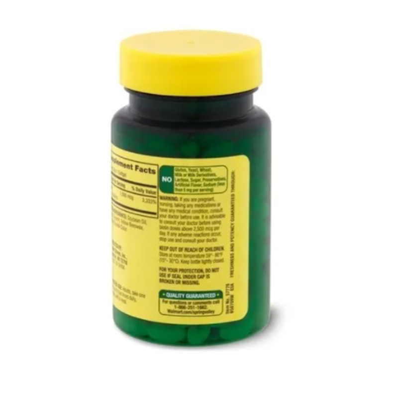 Biotin 1000 Mcg Ayuda Pelo Piel Uñas 150 Caps Saludables Spring Valley