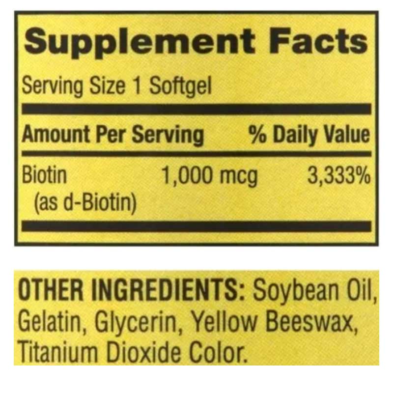 Biotin 1000 Mcg Ayuda Pelo Piel Uñas 150 Caps Saludables Spring Valley