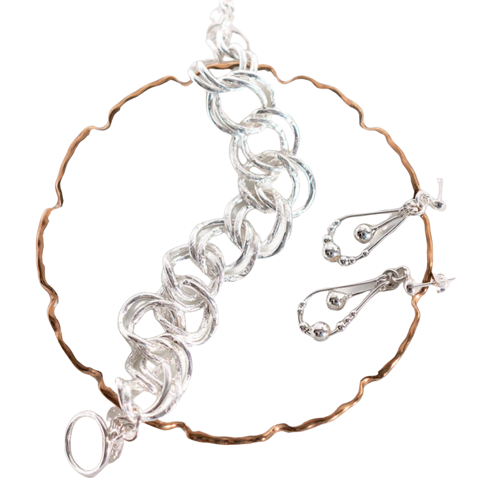 Pulsera Doble Eslabon Marca Ketzalia De Plata Ley .925