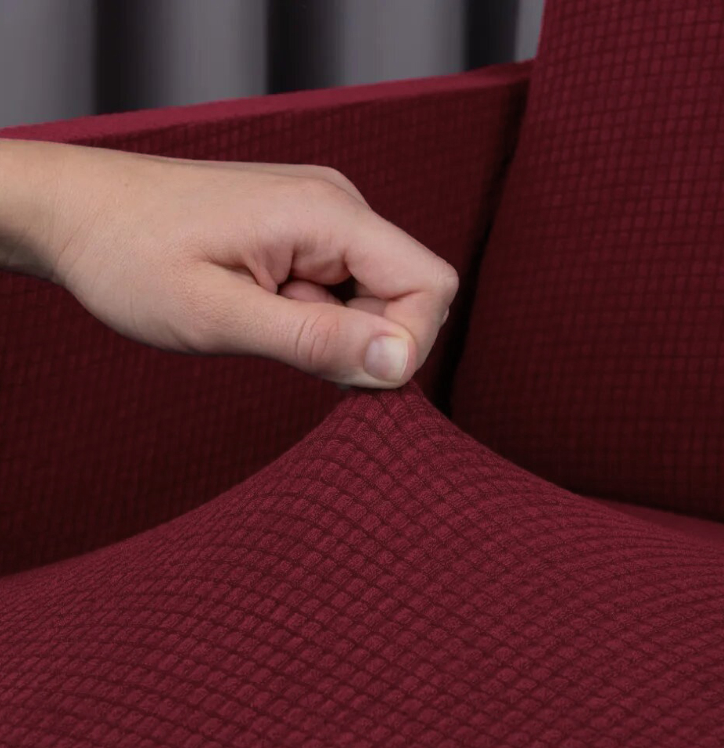 Cubre Sala Ajustable Stretch Fit Elástico 3 Piezas Vino