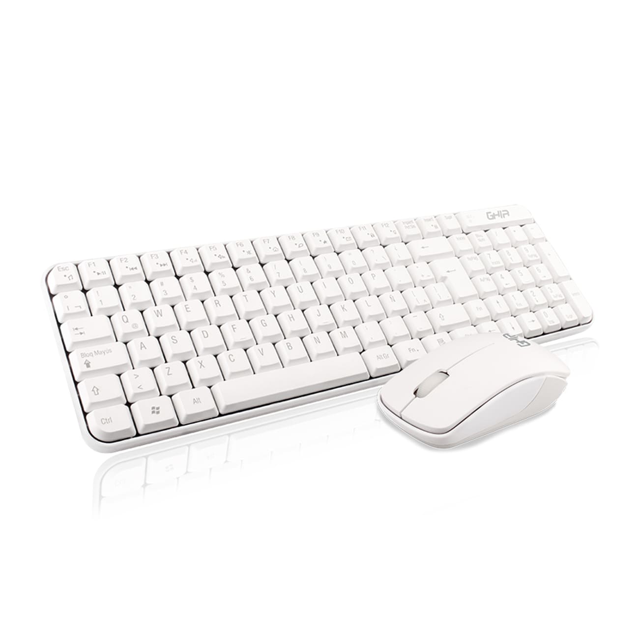 Kit de Teclado Compacto y Mouse, Inalámbrico, Ghia GT4000, Blanco