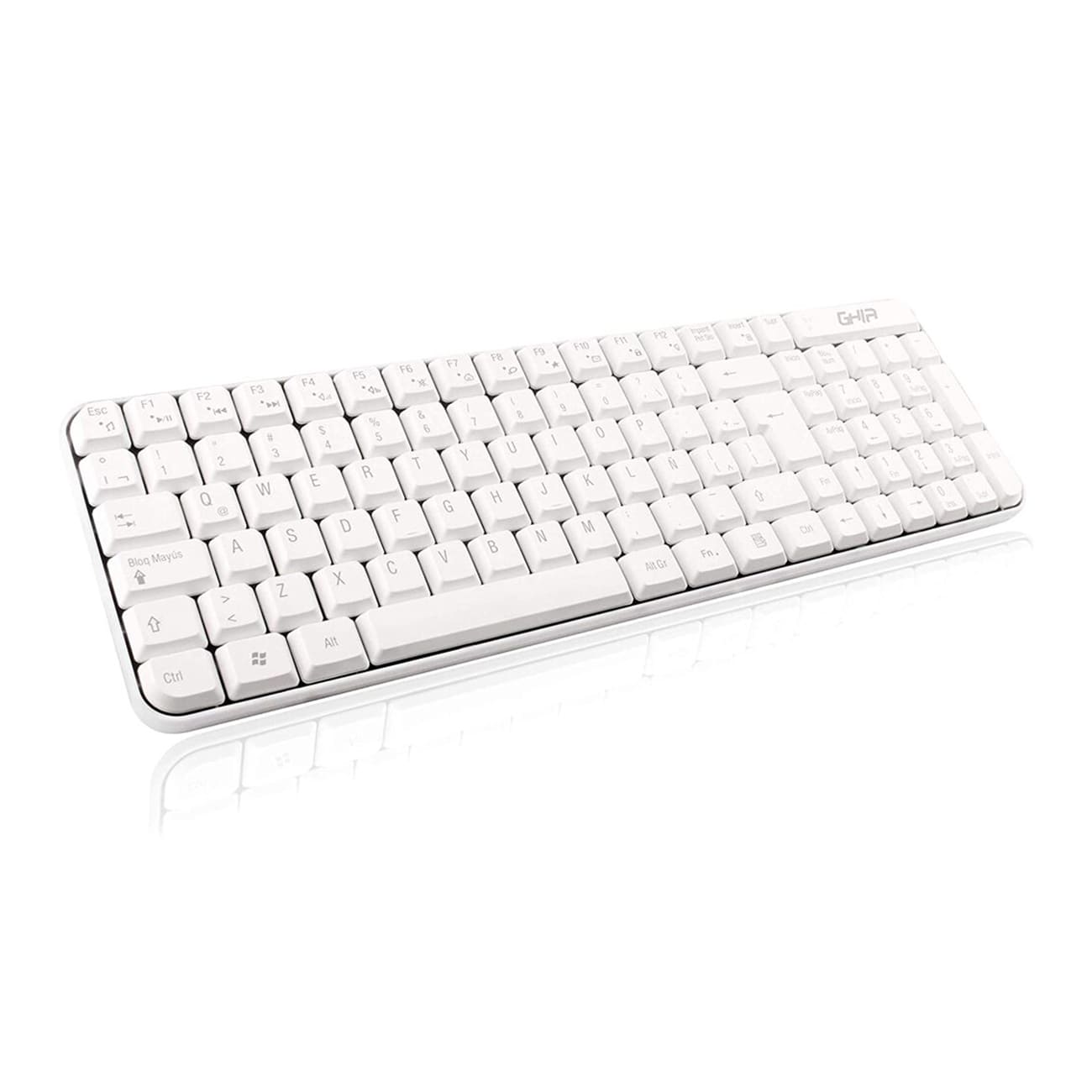 Kit de Teclado Compacto y Mouse, Inalámbrico, Ghia GT4000, Blanco