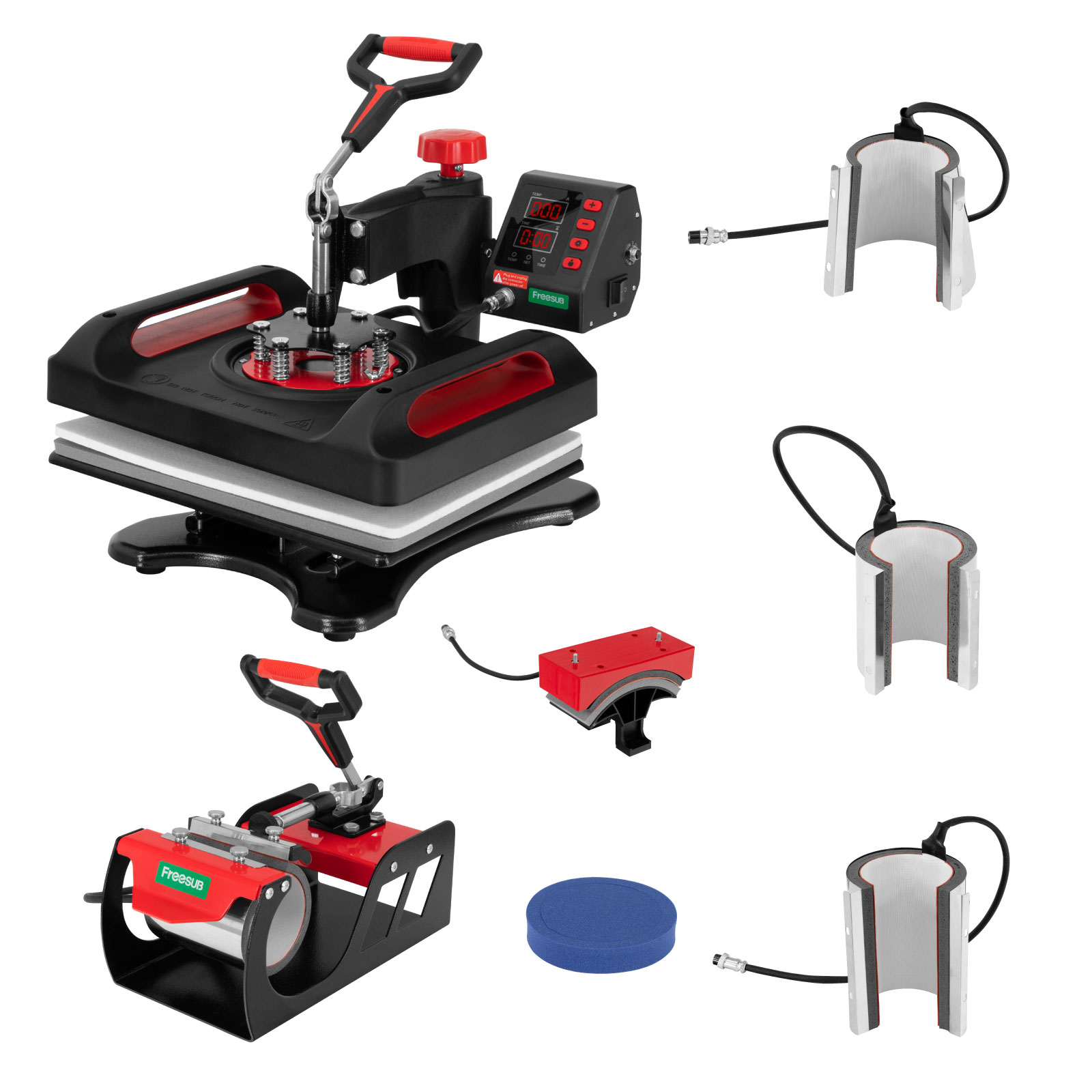 Plancha de Sublimación Combo 8 en 1 Multifuncional Giratoria para Camisetas, Gorras, Tazas, Platos