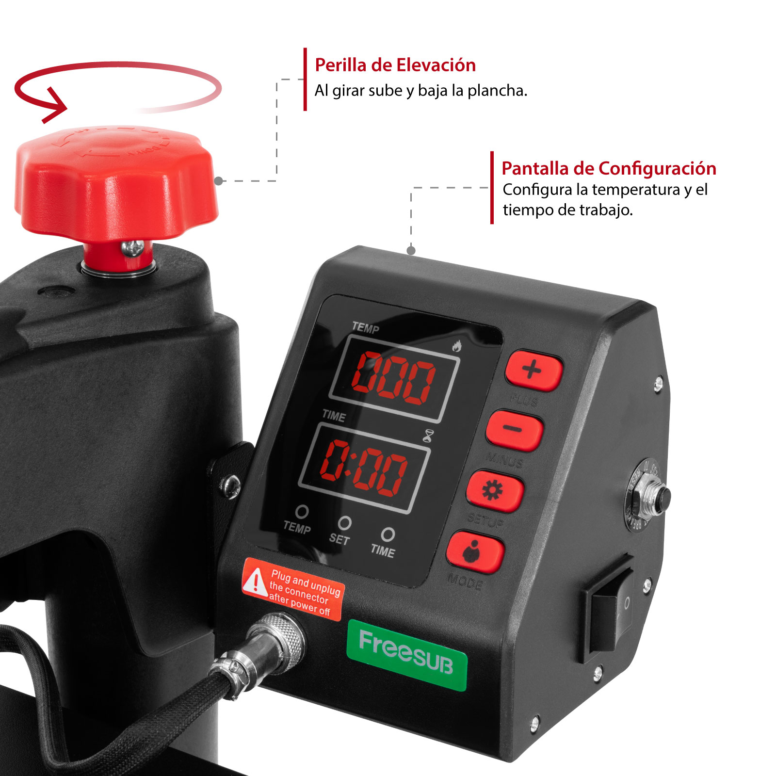 Plancha de Sublimación Combo 8 en 1 Multifuncional Giratoria para Camisetas, Gorras, Tazas, Platos