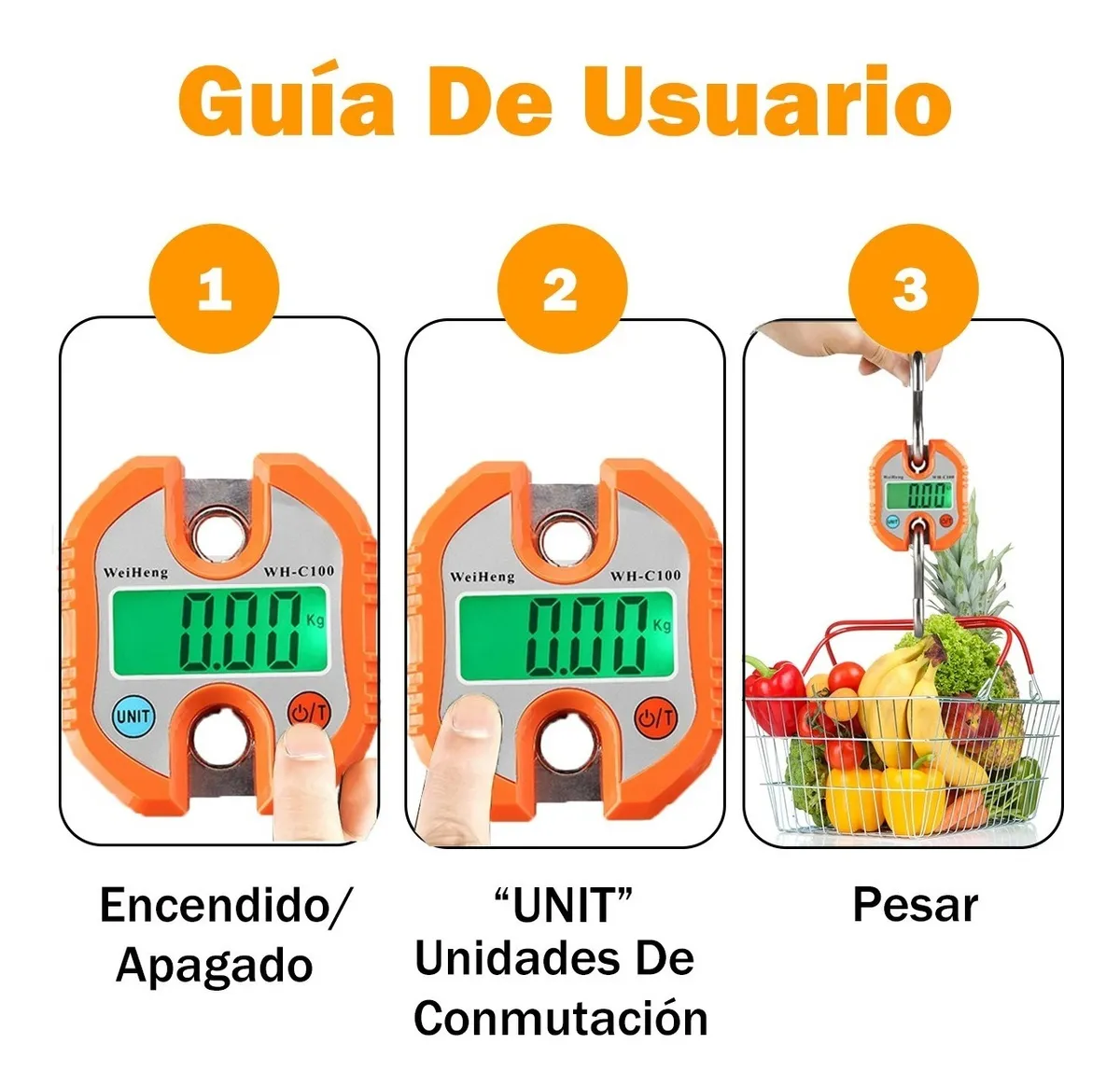 Báscula Industrial Digital Colgante Naranja 150 kg