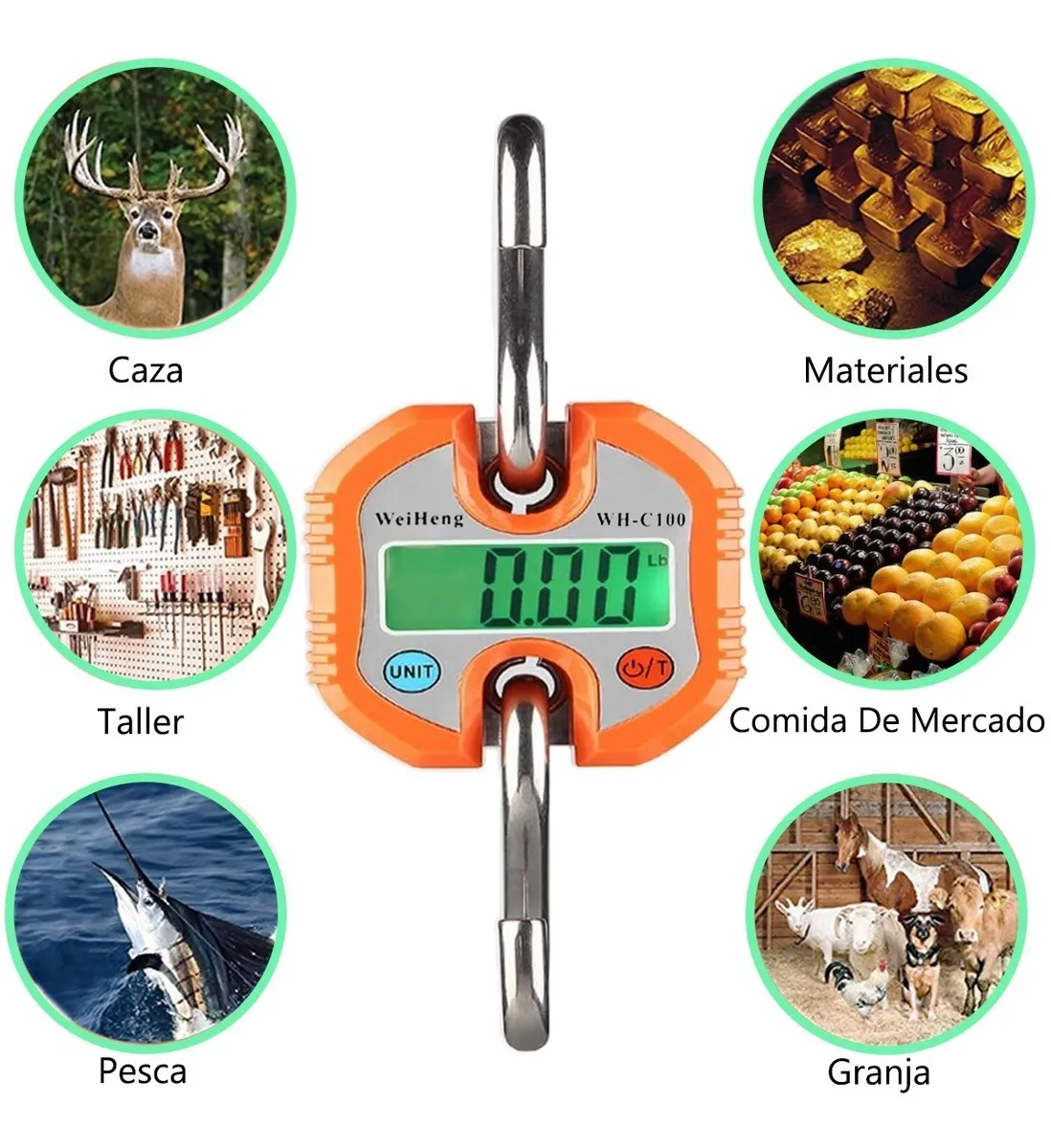 Báscula Industrial Digital Colgante Naranja 150 kg