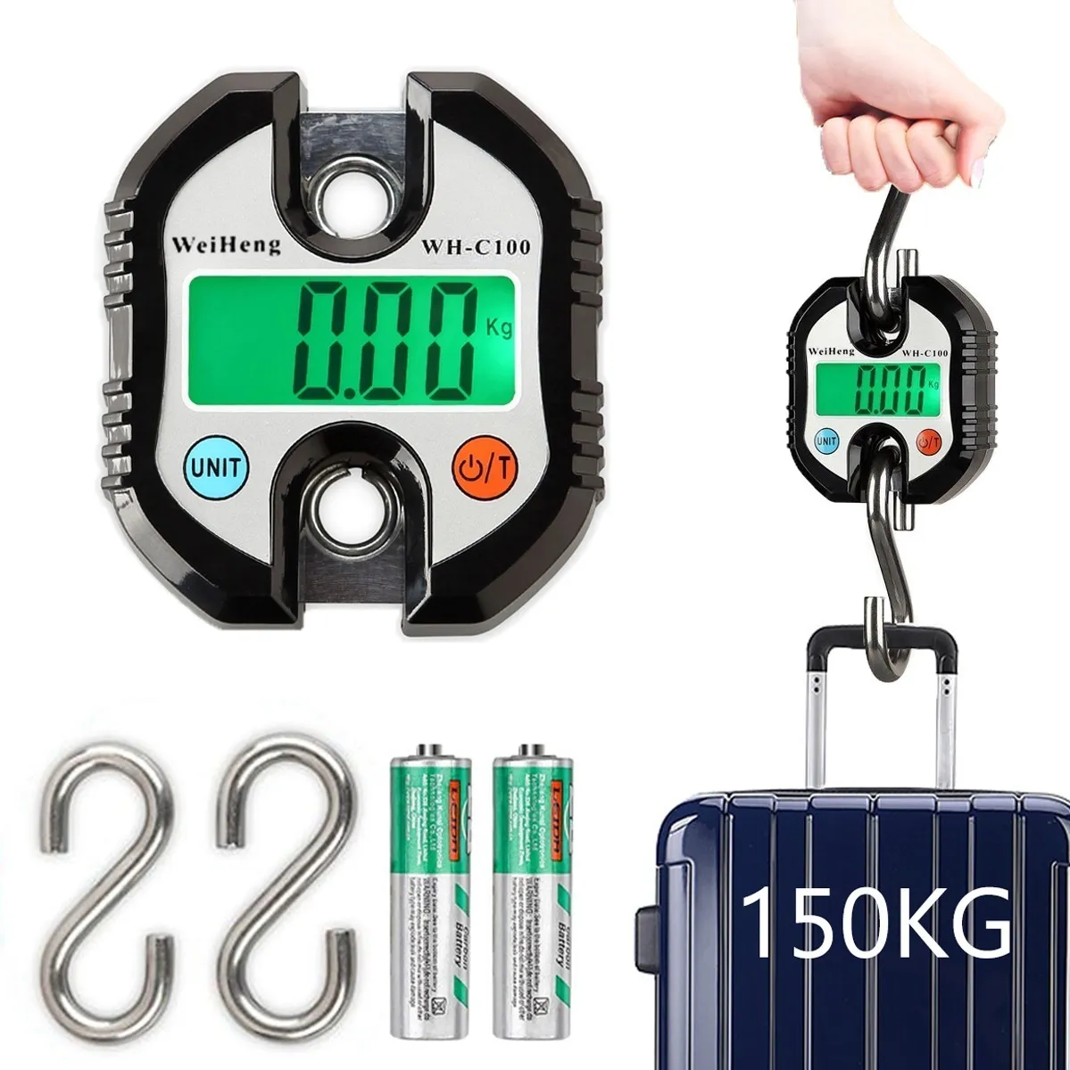 Báscula Industrial Digital Colgante Negro 150 kg