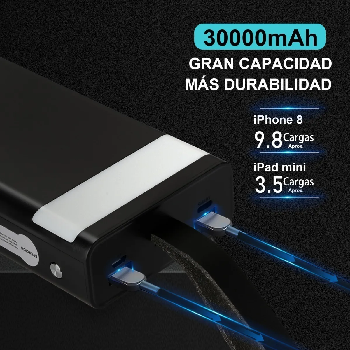 Power Bank Portatil 30000mah Negro