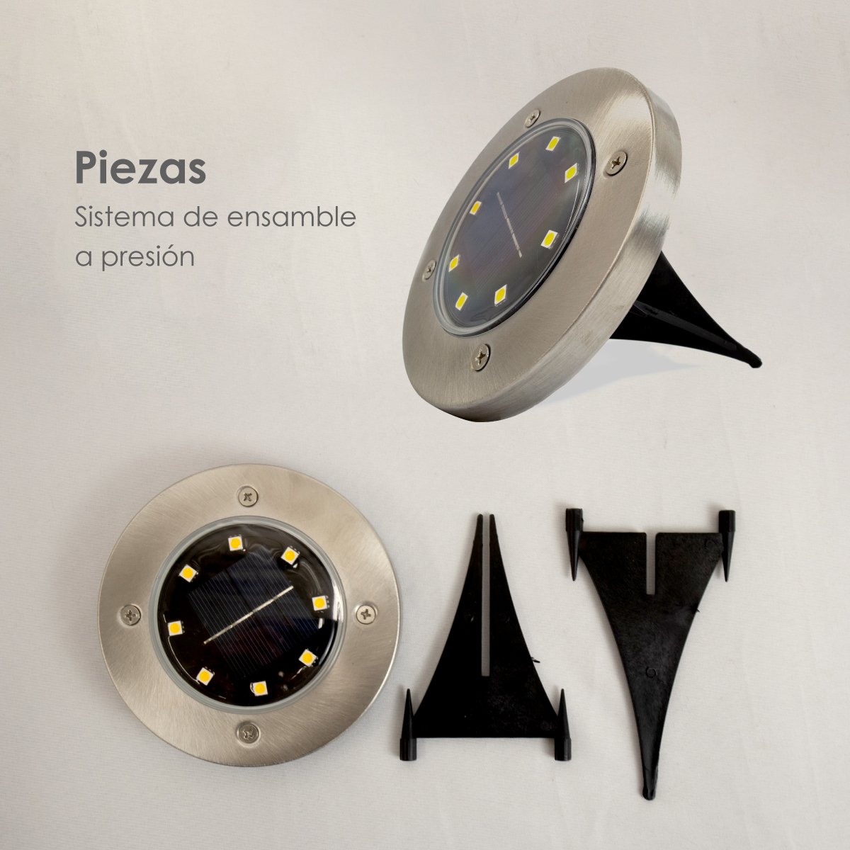 Paquete 4 Lamparas solar 8 leds para piso cesped exterior jardín impermeable luz amarilla