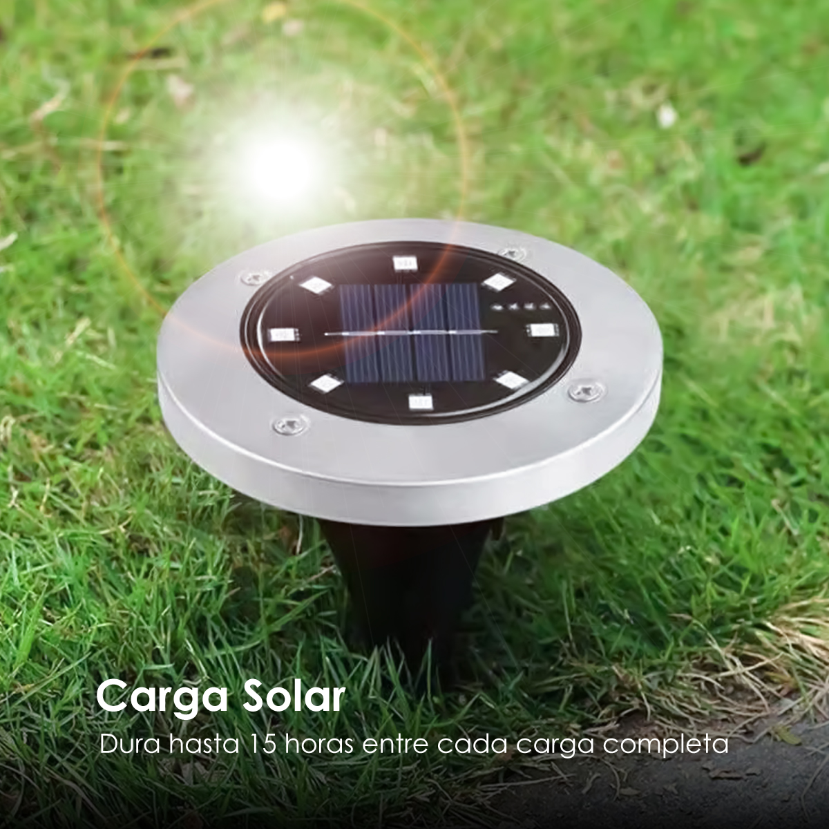 Paquete 4 Lamparas solar 8 leds para piso cesped exterior jardín impermeable luz amarilla