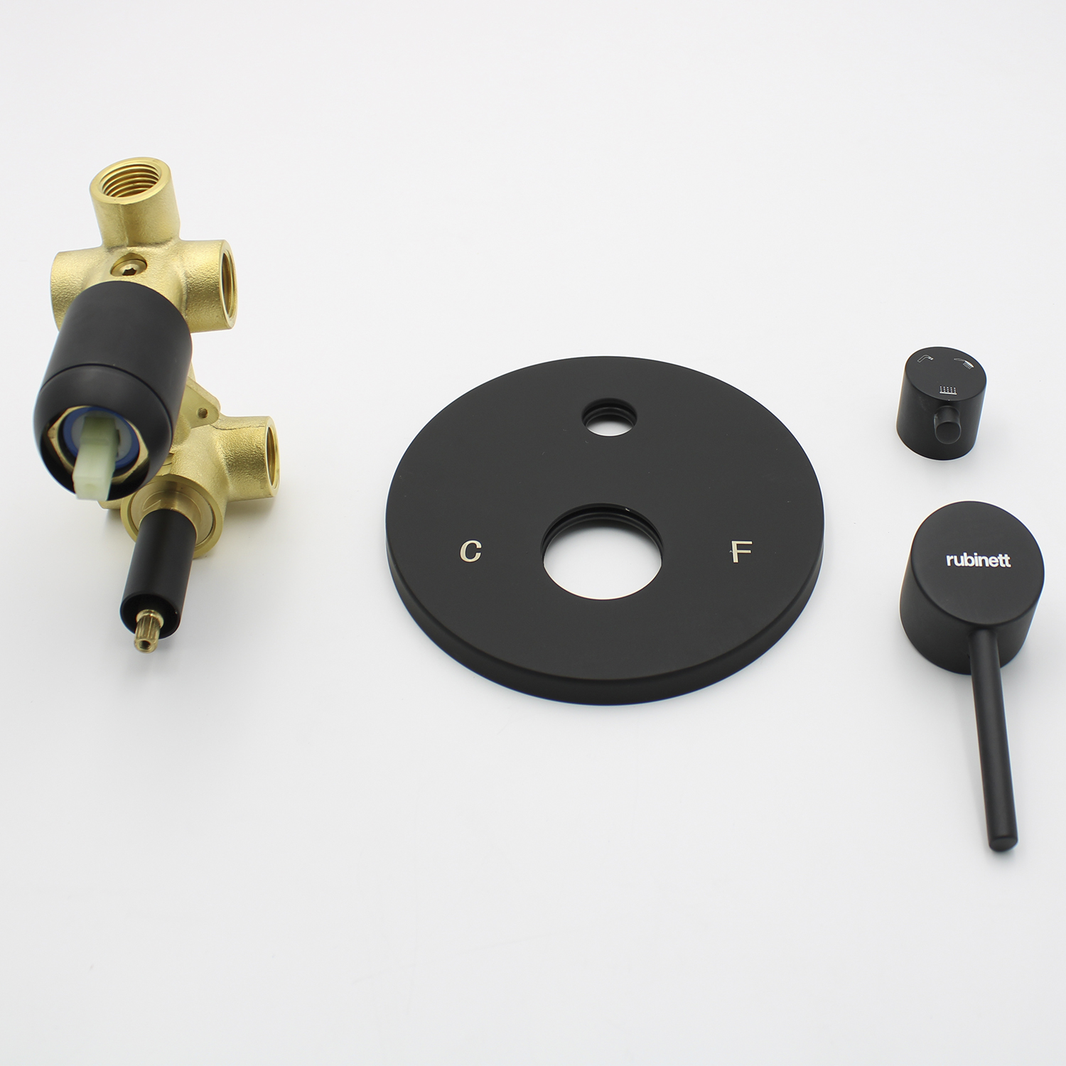 Accesorios Baño Redondo Regadera Teléfono Salida Tina Negro Mate.