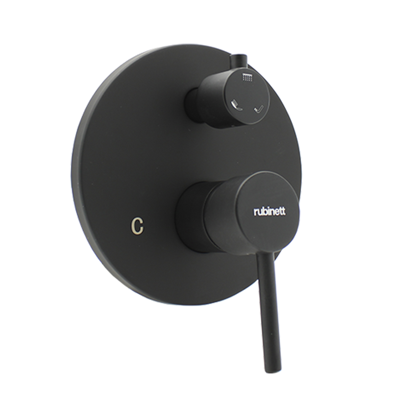 Accesorios Baño Redondo Regadera Teléfono Salida Tina Negro Mate.