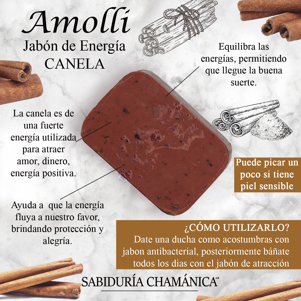 Jabon Amolli 100% Orgánico Energético Canela, hierbas, esencias, limpieza, spa, piel, natural, tocador, baño, spa, relajacion, hierbas
