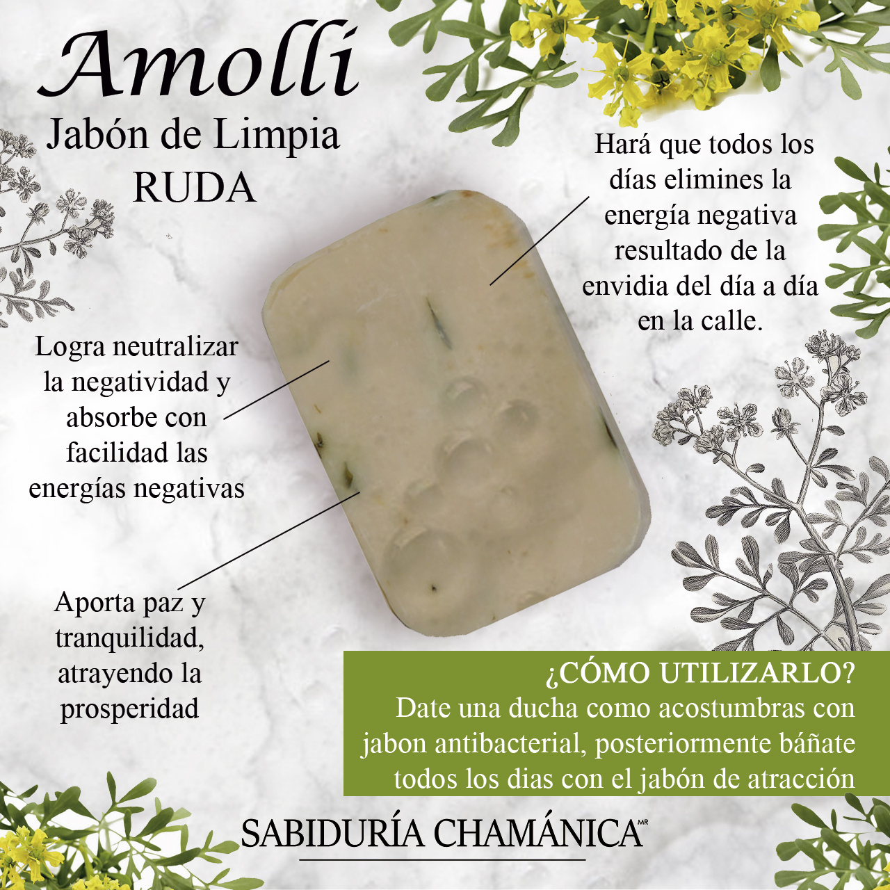 Jabon Artesanal , 100% natural de Ruda, hierbas, esencias, limpieza, spa, piel, natural, tocador, baño, spa, relajacion, hierbas