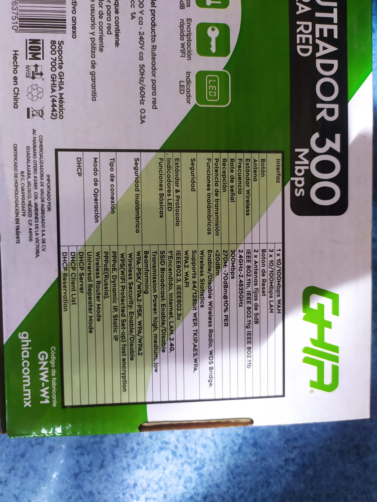 ROUTER INALAMBRICO GHIA 300MBPS MULTIMODO ACCESS POINT REPETIDOR 3 PUERTOS LAN PUERTO WAN ANTENAS