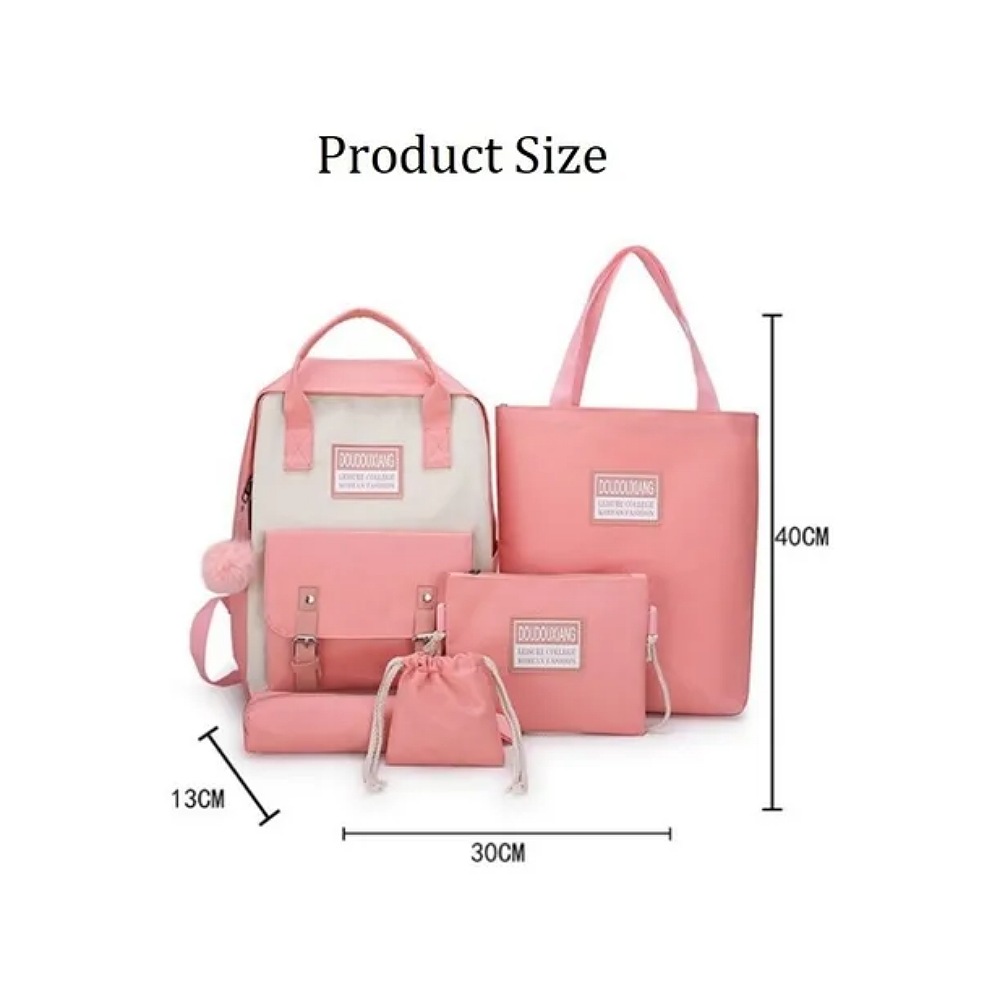 Set 5 Mochila Bolsas Escolar Estudiante Lapicera Tote Lona
