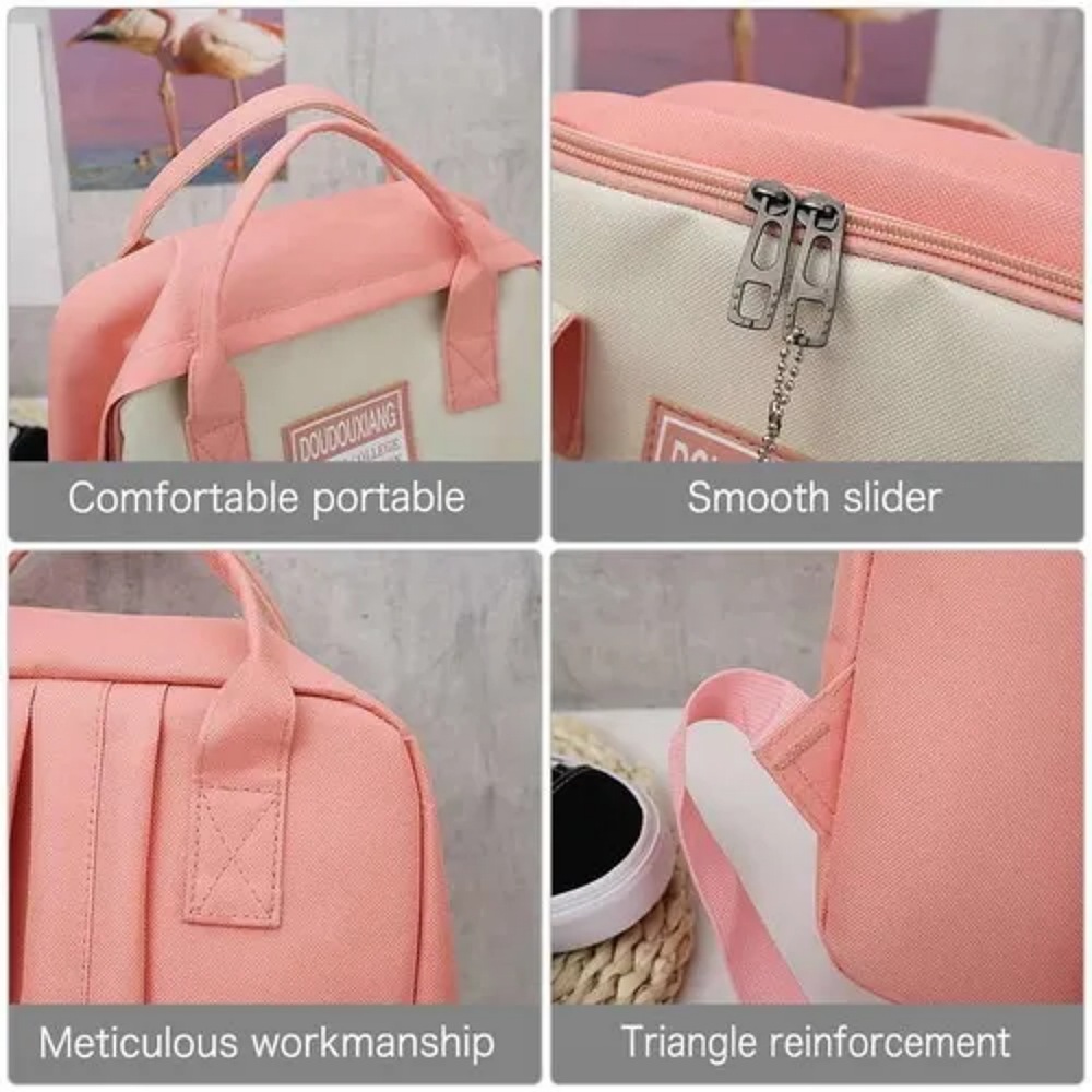 Set 5 Mochila Bolsas Escolar Estudiante Lapicera Tote Lona