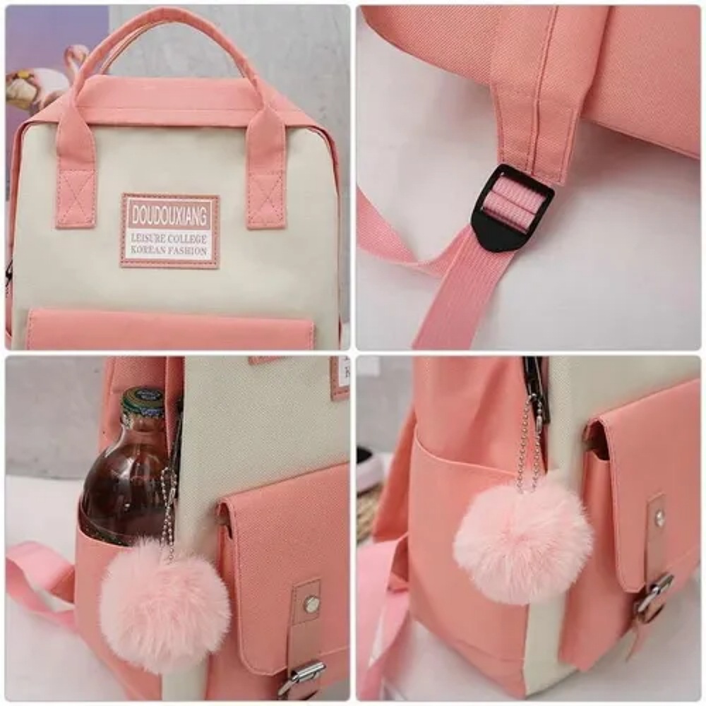 Set 5 Mochila Bolsas Escolar Estudiante Lapicera Tote Lona
