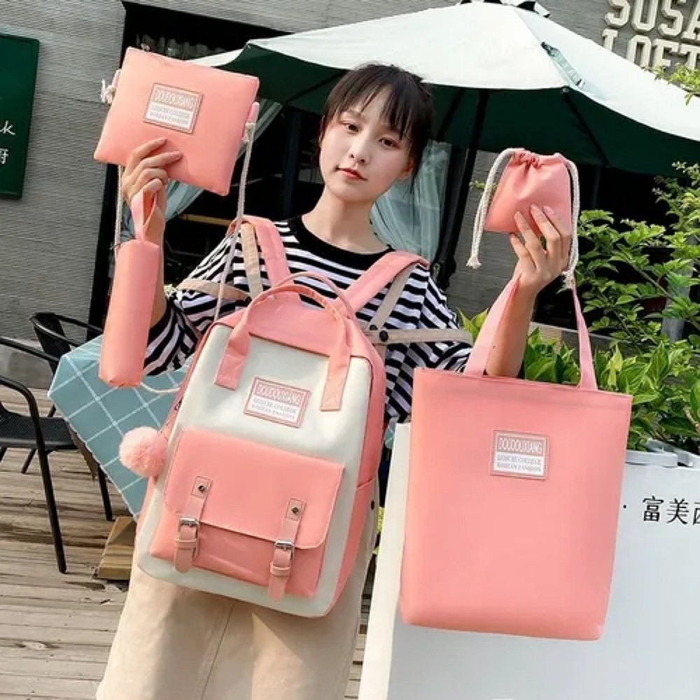 Set 5 Mochila Bolsas Escolar Estudiante Lapicera Tote Lona