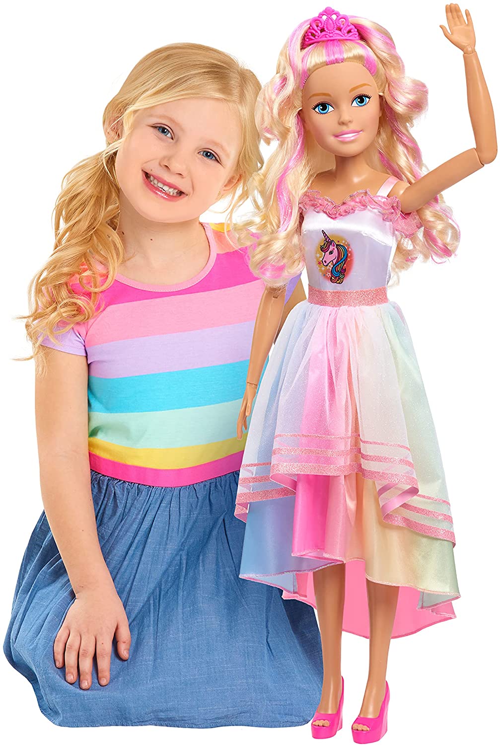 Barbie Gigante Muñeca Fiesta De Unicornio Pelo Rubio