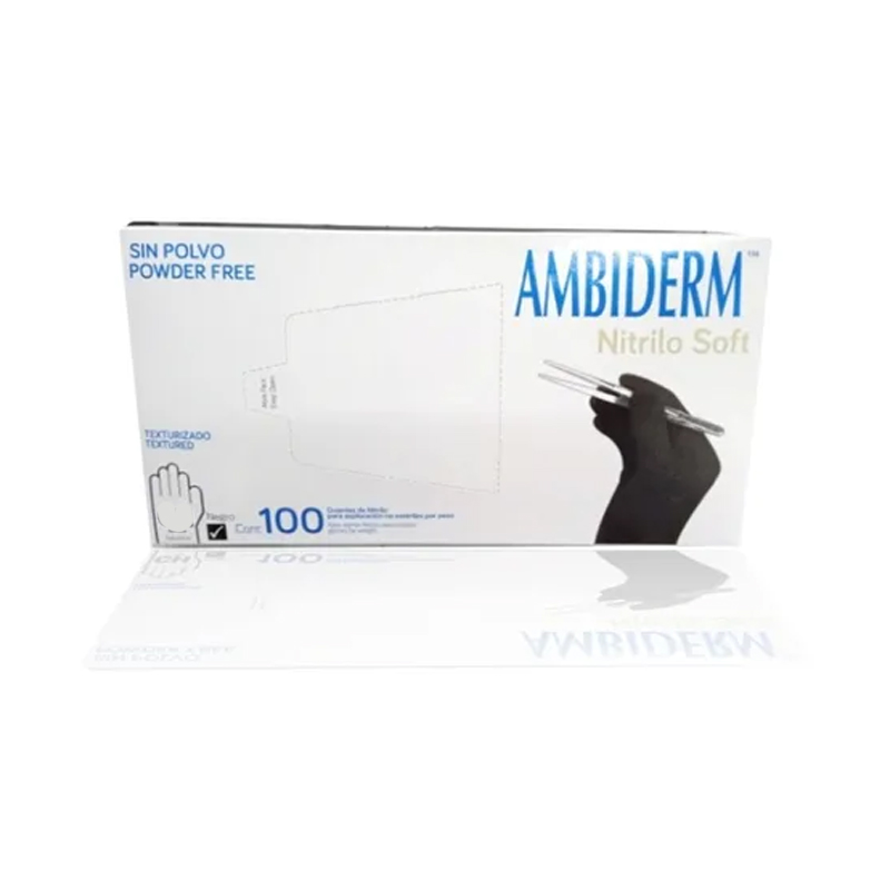 GUANTE AMBIDERM NITRILO SOFT NEGRO CAJA C/100 PZAS	