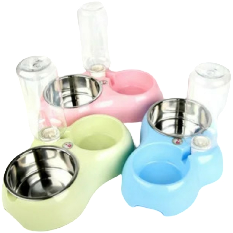 Plato Y Bebedero Para Gatos Y Perros 2 en 1 Azul