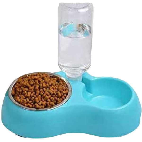 Plato Y Bebedero Para Gatos Y Perros 2 en 1 Azul