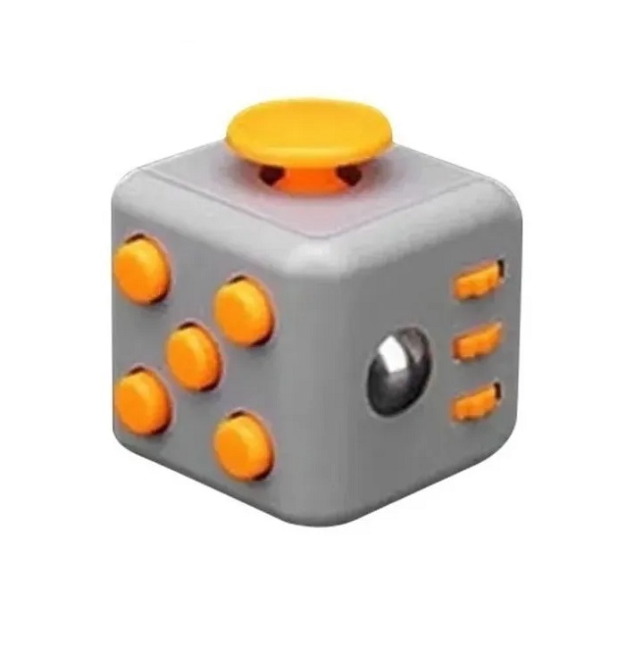Juguete Anti Estrés- Fidget Cube Gris Amarillo