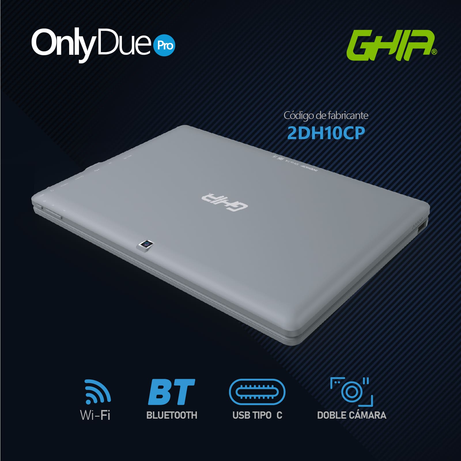 Ghia Only Due Pro de 10.1'', Intel Celeron J3355, 3 GB RAM, 64 GB eMMC, Windows 10 Pro