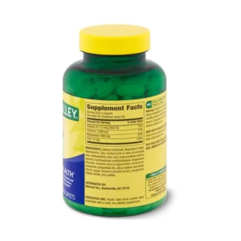 Calcio Magnesio Zinc + Vitamina D3 250 Caps Multivitaminico Spring Valley 