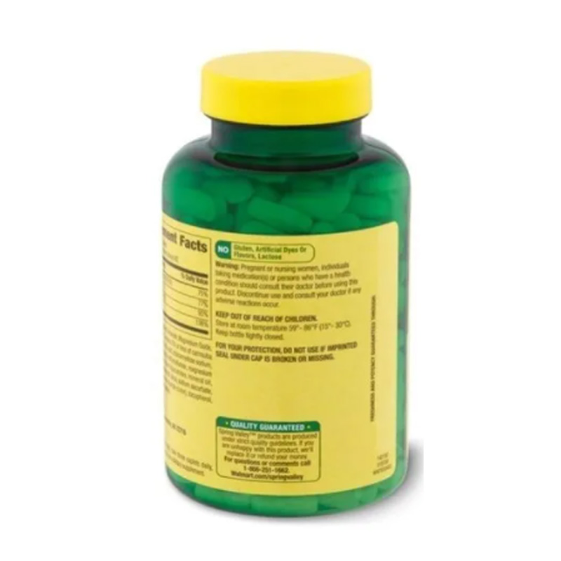 Calcio Magnesio Zinc + Vitamina D3 250 Caps Multivitaminico Spring Valley 