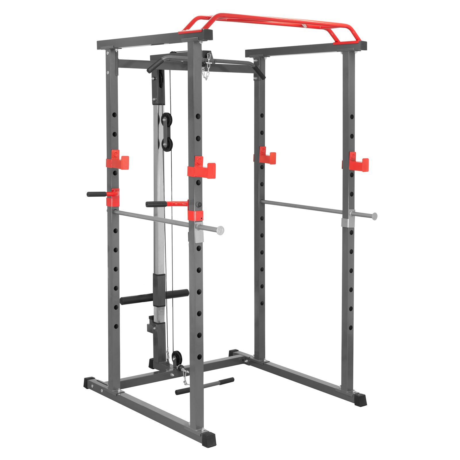 Jaula de Entrenamiento Multifuncional con Barra para Dominadas, Soporte para Dips, Barras de Seguridad