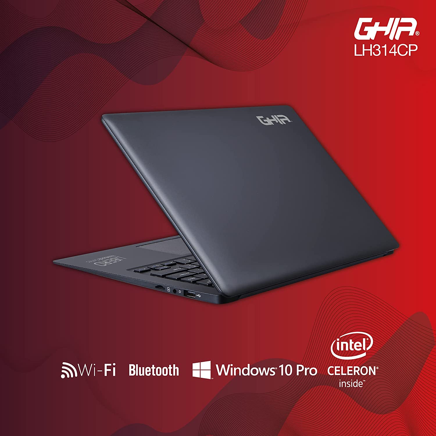 Laptop Ghia Libero LH314CP de 14.1'' Intel Celeron J3355, 4 GB RAM, 128 GB eMMC, Windows 10 Pro