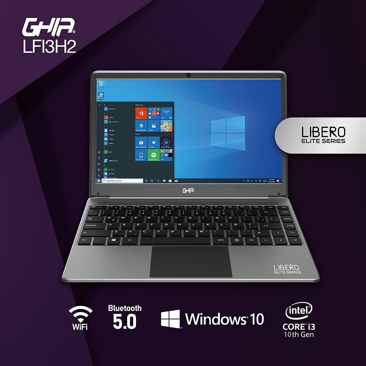 Ghia Libero Elite LFI3H2-A de 14.1'', Intel Core i3-10110U, 8 GB RAM, 256 GB SSD, Windows 10 Home