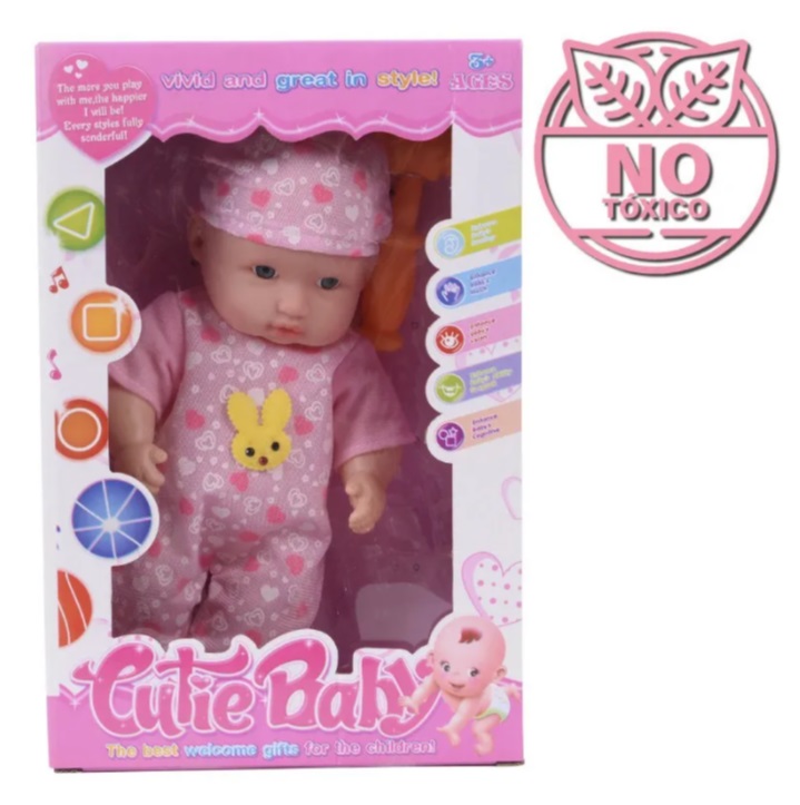 Muñeca Bebe Cutie Baby Mameluco Rosa Conejo