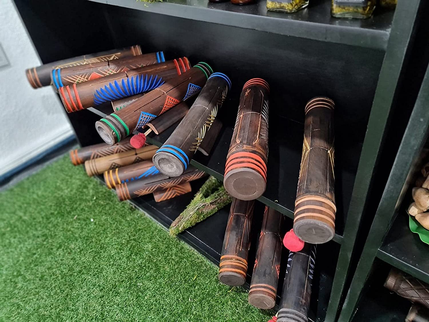 Tambor Teponaztli teponaztle o teponaxtli Chamánico con Baquetas de Madera, Xilofono madera, instrumento, musica, naturaleza, sonidos, indigenas, artesania, mayas, aztecas