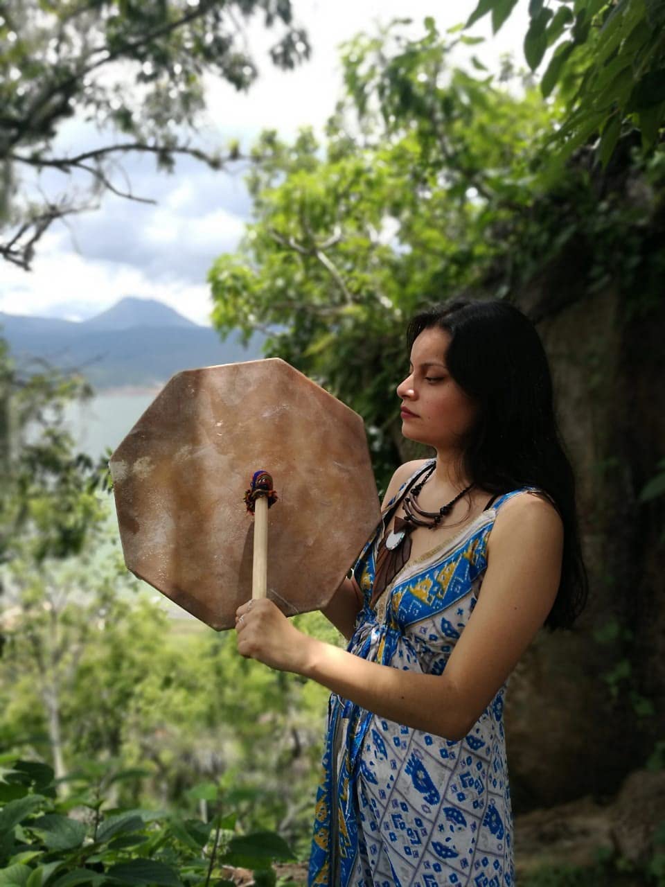 Pichilia Tambor ceremonial Chamánico grande, instrumento, musica, naturaleza, sonidos, indigenas, artesania, mayas, aztecas