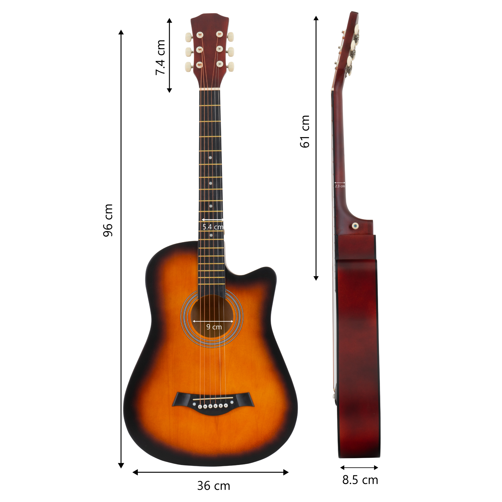 Kit de Guitarra Acústica Clásica con Accesorios, Funda, Afinador digital, Juego de cuerdas, Púas, Mica protectora