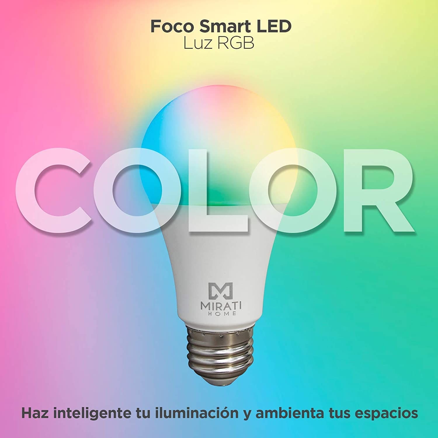 Foco Smart LED de 10 W, Mirati Home MFC1, Luz RGB, 2.4 GHz, compatible con Alexa y Google Assitant